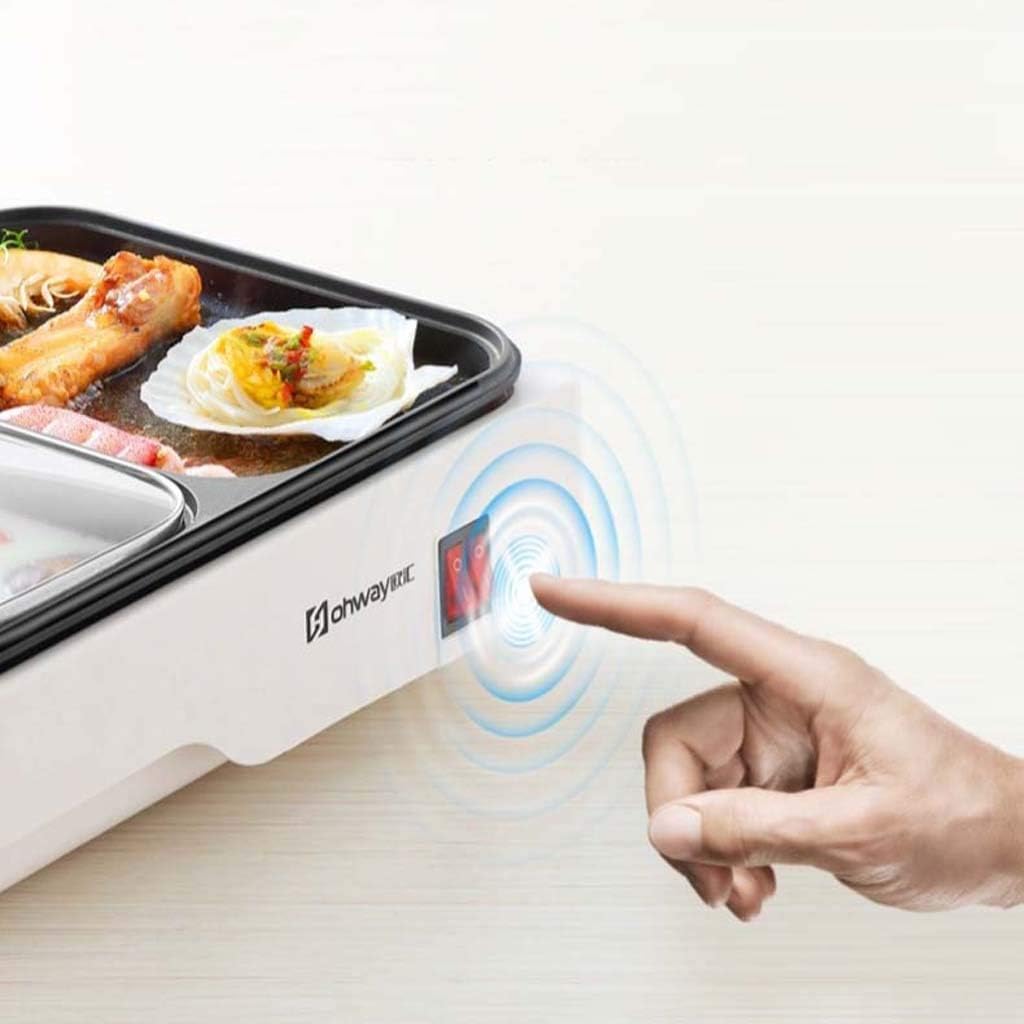 Barbecue Grill Mini Multi-in-one Electric Cooker, Electric Grill Suitable For One Person Kitchen Cooker, Korean Barbecue P Hot Pot, Household Electric Oven Smokeless Elec