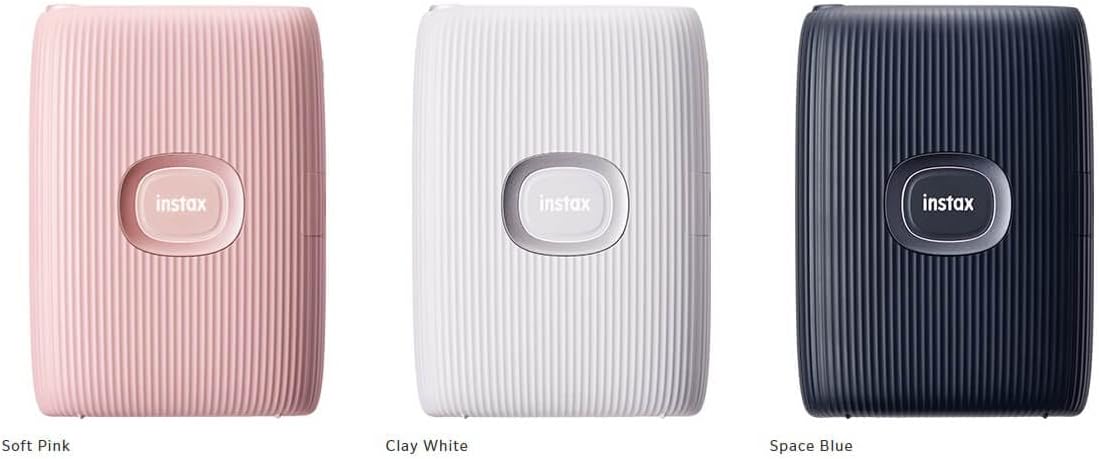 Fujifilm 16767155 Instax Mini Link 2 Smartphone Printer Clay White Bundle Instax Mini Twin Pack Picture Format Instant Daylight Film 20 Shots