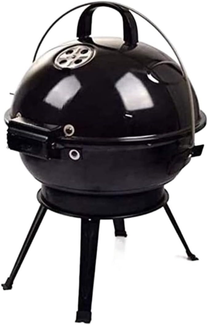 IRYZE Portable Charcoal Grill Portable Charcoal Grill With Lid Outdoor Cooking Camping Charcoal Barbecue Folding BBQ Round Grill BBQ Grill for Outdoor, Black