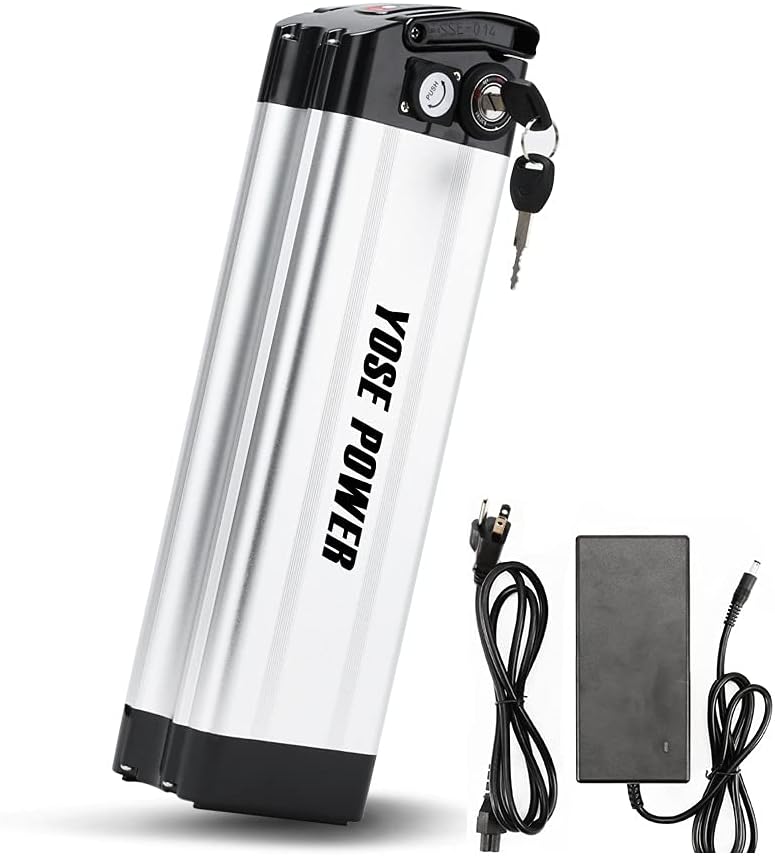 Yose Power 48V 36V 10.4Ah 13Ah 15Ah 17.4Ah Ebike Battery Sliver Fish Electric Bike Battery 250W 350W 500W 700W 900W 1000W Electric Bicycle Lithium Batteris (Silver Color 36V13Ah for 0-750W Motor)