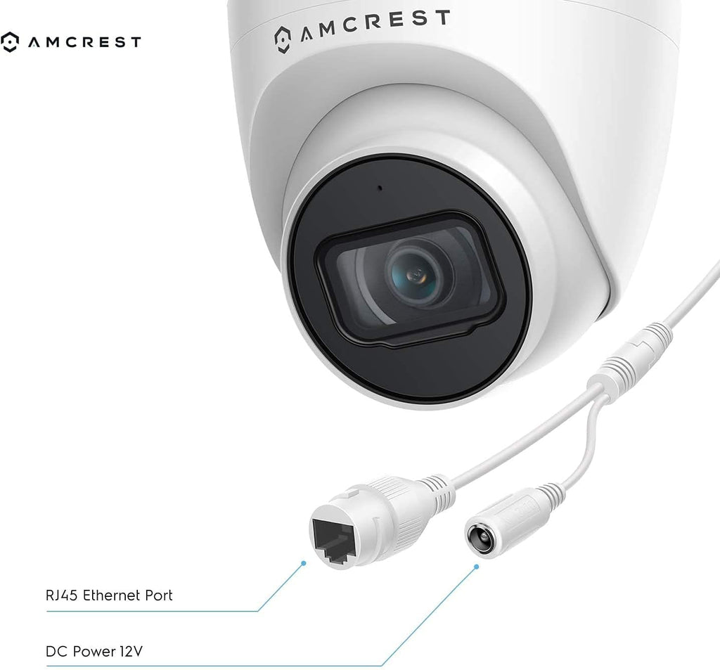 Amcrest 5MP POE Security Camera System Outdoor, 8CH POE NVR, 4pcs 5MP Turret Cameras, IP67 Metal Turret IP Cameras, Built in Mic, Pre-Installed 2TB Hard Drive, NV4108E-IP5M-T1179EW4-2TB