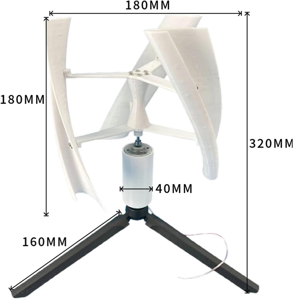 25W Vertical Axis Wind Turbine 15V, Three-Phase Permanent Magnet Generator, 3-Blades PAL DIY Portable Wind Power Turbine Wind Generator Kit For Homes,Boats,Cabins,Gazebos White