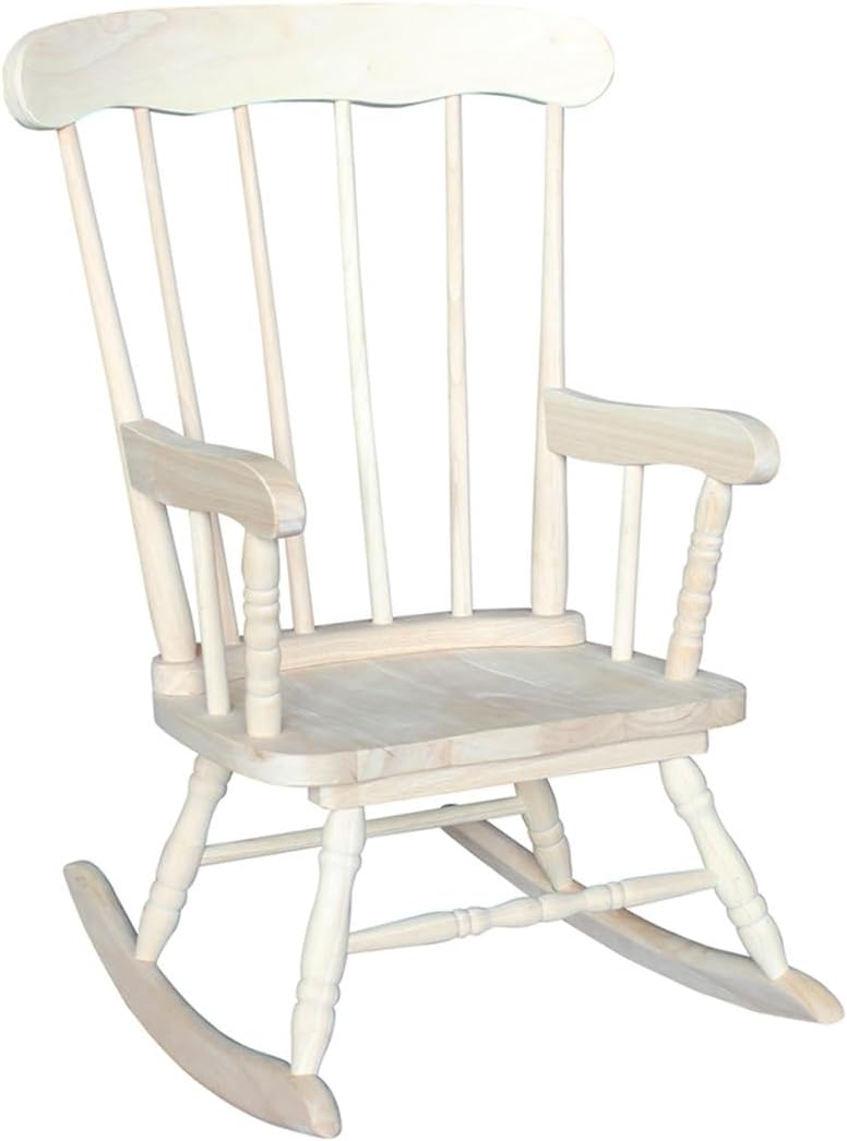 Rosebery Kids Traditional Solid Hardwood Rocking Chair, Natural Finish, 29.5' H x 20.47' W x 21.85' D, Durable Wooden Construction, Ready to Assemble, Perfect for Children's Room Seating