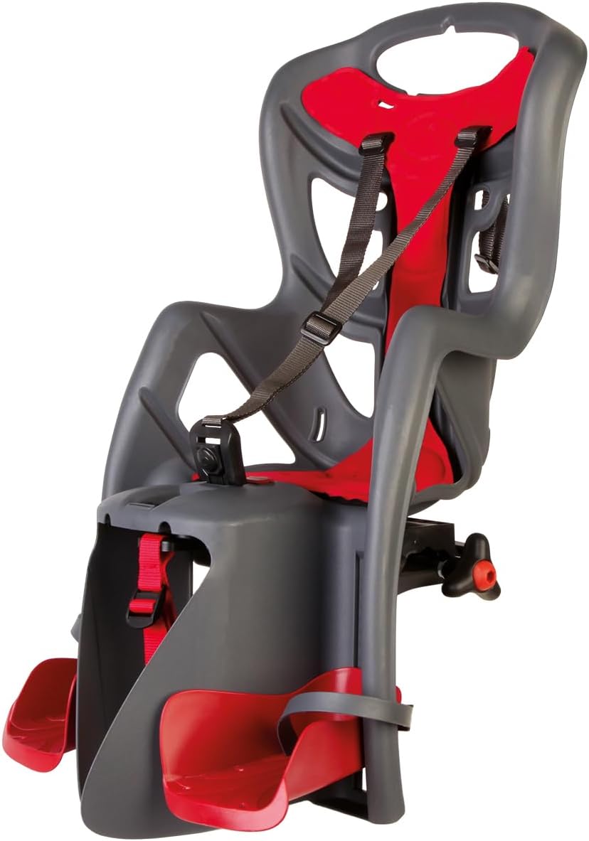 Bellelli Pepe Rear Rack Mount Child Bike Seat - Made in Italy, Comfortable Padded Carrier for Kids Up to 48.5 lbs with Adjustable Safety Harness & Secure Clamp