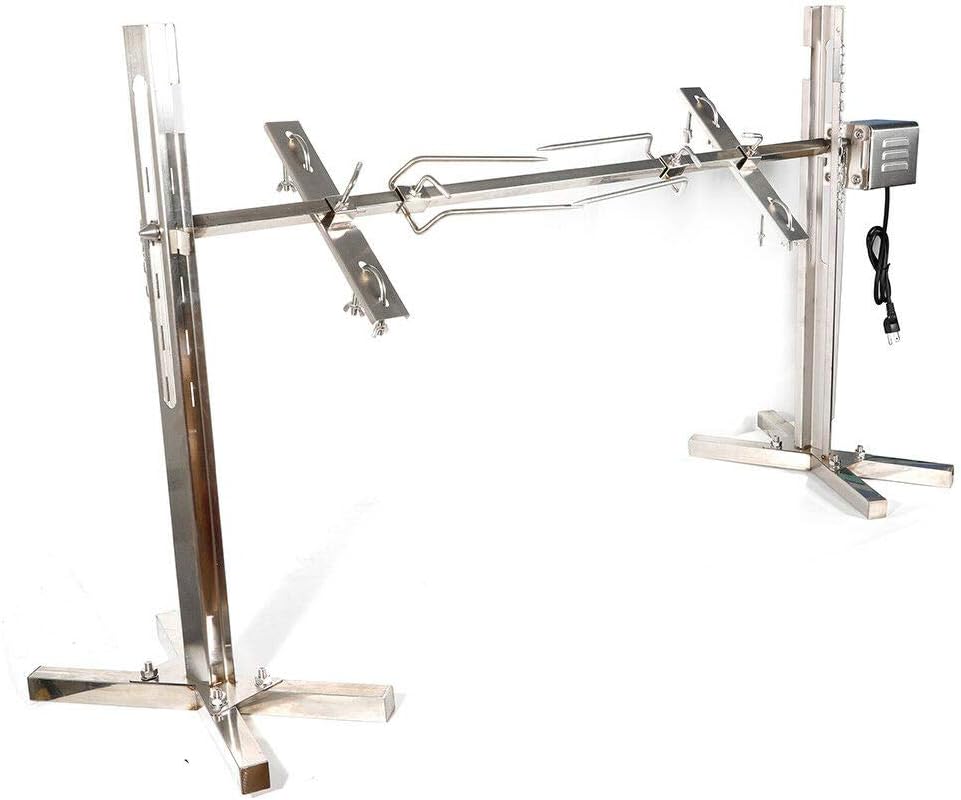 Electric Rotisserie Kit, Camping Spit Grill Roaster For Lamb Hog Pig, Height Adjustable Universal Complete Large Grill Roaster Rod, Pig Chicken Hog Lamb Charcoal Cooker, Outdoor Use Rotisserie Spit