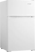 Avanti Mini Fridge with Freezer Compact Refrigerator for Home Office or Dorm, Features Dual Doors Removable Shelves & Crisper Automatic Defrost and Adjustable Temperature Control, 3.1-Cu.Ft, White