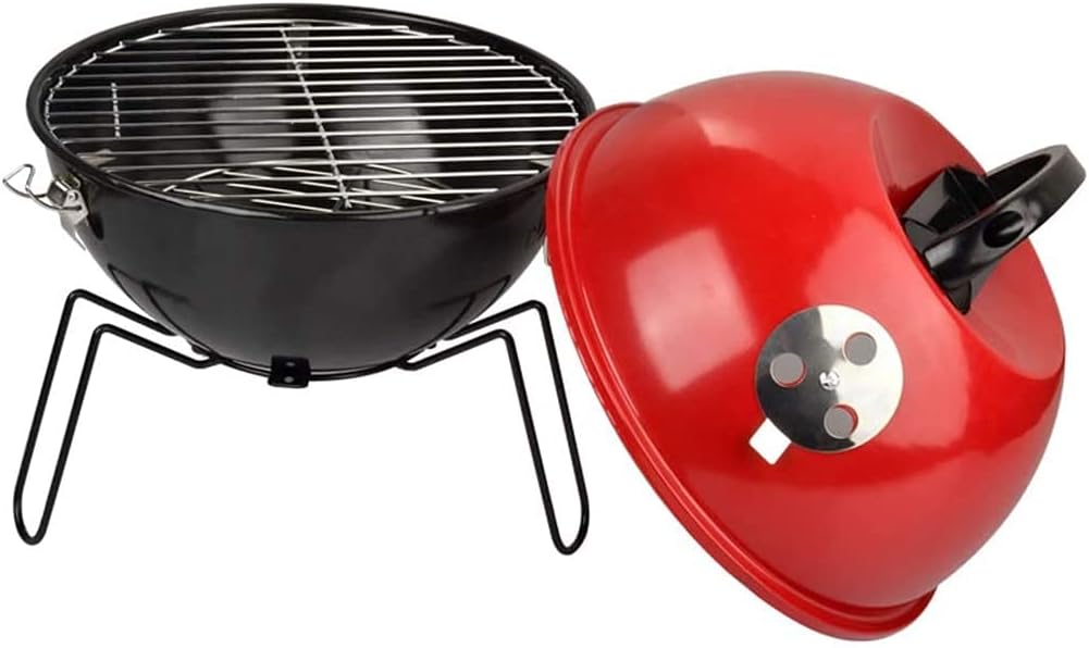 IRYZE Portable Charcoal Grill Round Barbecue Grill with Lid Folding Portable Small Outdoor Charcoal BBQ Grill for Outdoor Cooking Picnic BBQ Grill for Outdoor