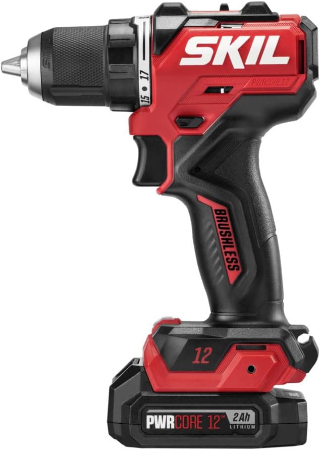 SKIL PWR CORE 12 Brushless 12V 5-Tool Compact Combo Kit Includes Two 2.0Ah Battery and Charger - CB8368A-20,Red