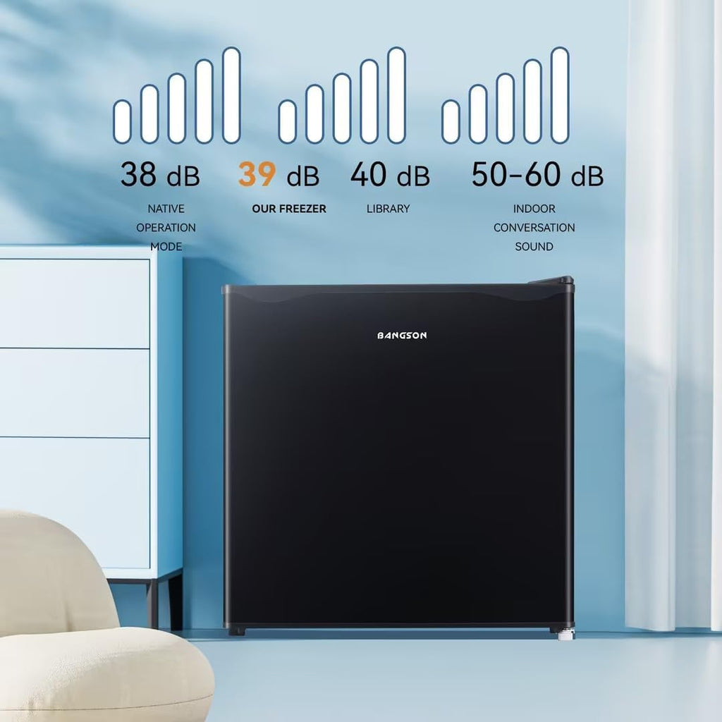 BANGSON Upright Freezer,1.1Cu.ft Energy-Saving Mini Freezer with Removable Shelf, Single Door Small Freezer for Home/Dorms/Apartment/Office (Black)