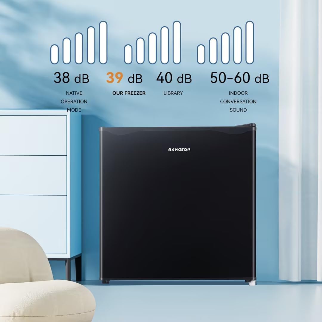 BANGSON Upright Freezer,1.1Cu.ft Energy-Saving Mini Freezer with Removable Shelf, Single Door Small Freezer for Home/Dorms/Apartment/Office (Black)
