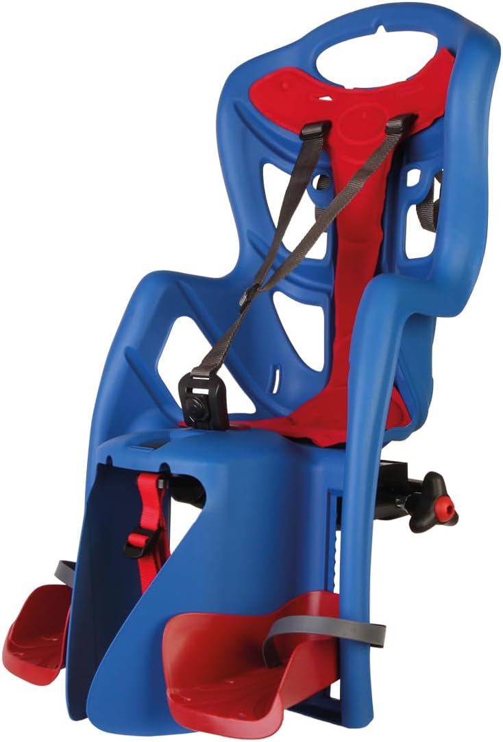 Bellelli Pepe Rear Rack Mount Child Bike Seat - Made in Italy, Comfortable Padded Carrier for Kids Up to 48.5 lbs with Adjustable Safety Harness & Secure Clamp