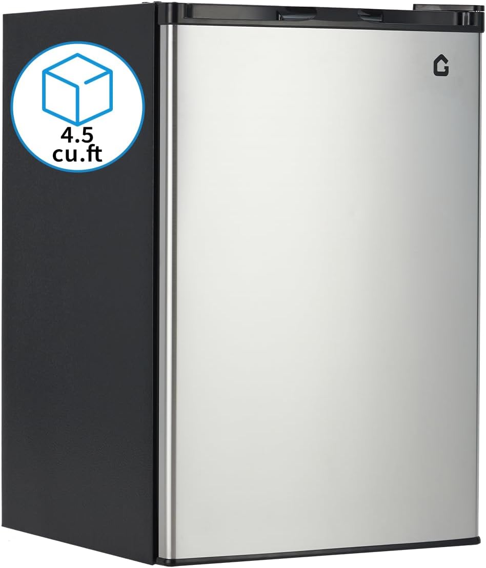 GarveeHome 4.5 Cu.Ft Mini Fridge with Freezer, Low Noise< 38dB, Compact Refrigerator w/Reversible Door, Adjustable Thermostat Energy-Efficient, Small Fridge for Bedroom, Office, Dorm