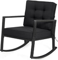 HAPPYGRILL Wicker Rocking Chair, Outdoor Patio Glider Chair with Heavy-Duty Frame, Thick Cushion, Rattan Rocking Chair for Backyard Garden Porch