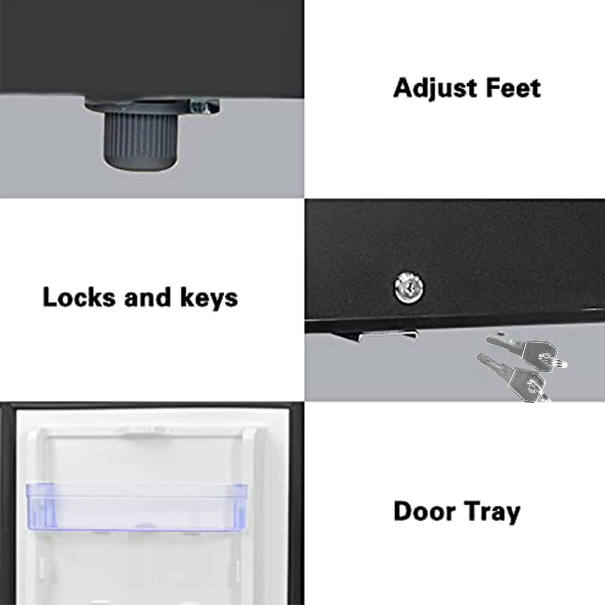 SMETA Mini Fridge with Lock and Key Quiet Lockable No Noise Absorption Mini Medical Refrigerator with Lock 12V/110V Compact Portable DC Locking Fridge for Office Van Storage Dorm, 1.0 Cu.Ft, Black