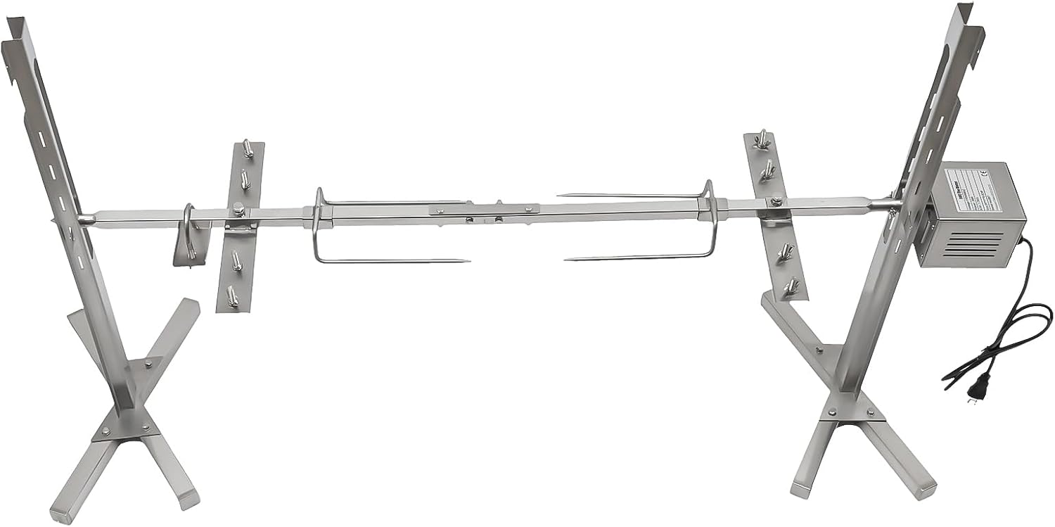Electric Rotisserie Grill Kit, 53' 70KGF.CM Automatic BBQ Rotisserie Roaster Grill Rod Outdoor Large Stainless Steel Grill Load 30KG Universal Grill Kit, Rotisserie Kit for Pig Rotisserie Hog Lamb