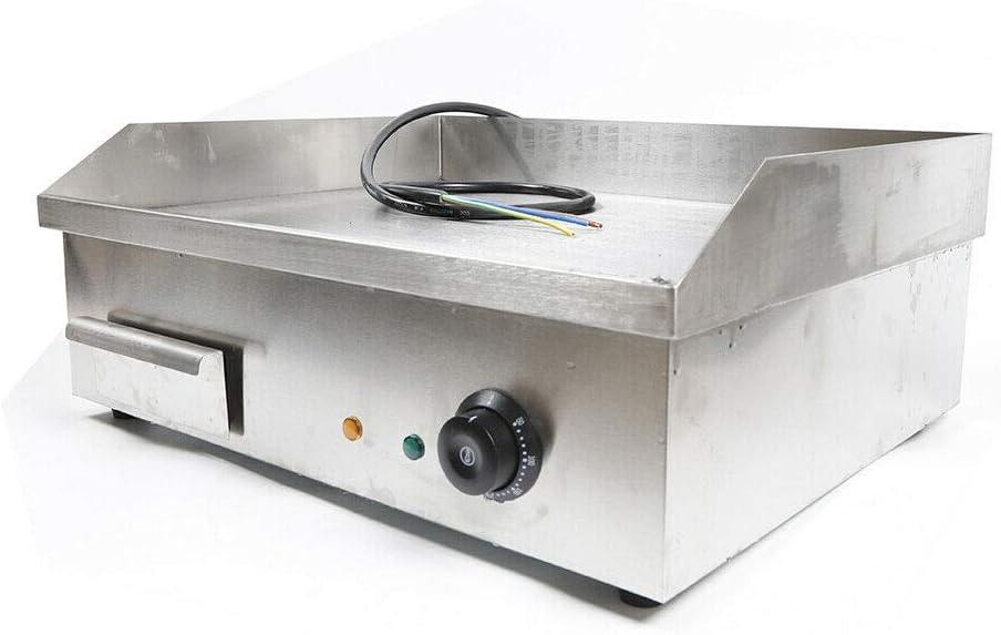 Commercial Electric Griddle 110V 3000W Electric Flat Top Griddle Non-Stick Teppanyaki Grill, 22'' x 14'' Cooking Plate, Stainless Steel Restaurant Electric Countertop Griddle Tabletop Grill