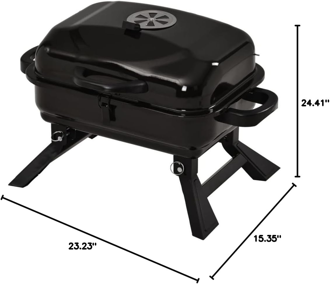 IRYZE Portable Charcoal Grill Portable BBQ Grill With Folding Legs And BBQ Tabletop Stainless Steel Charcoal BBQ Grill For Outdoor Cooking BBQ Grill for Outdoor, Black