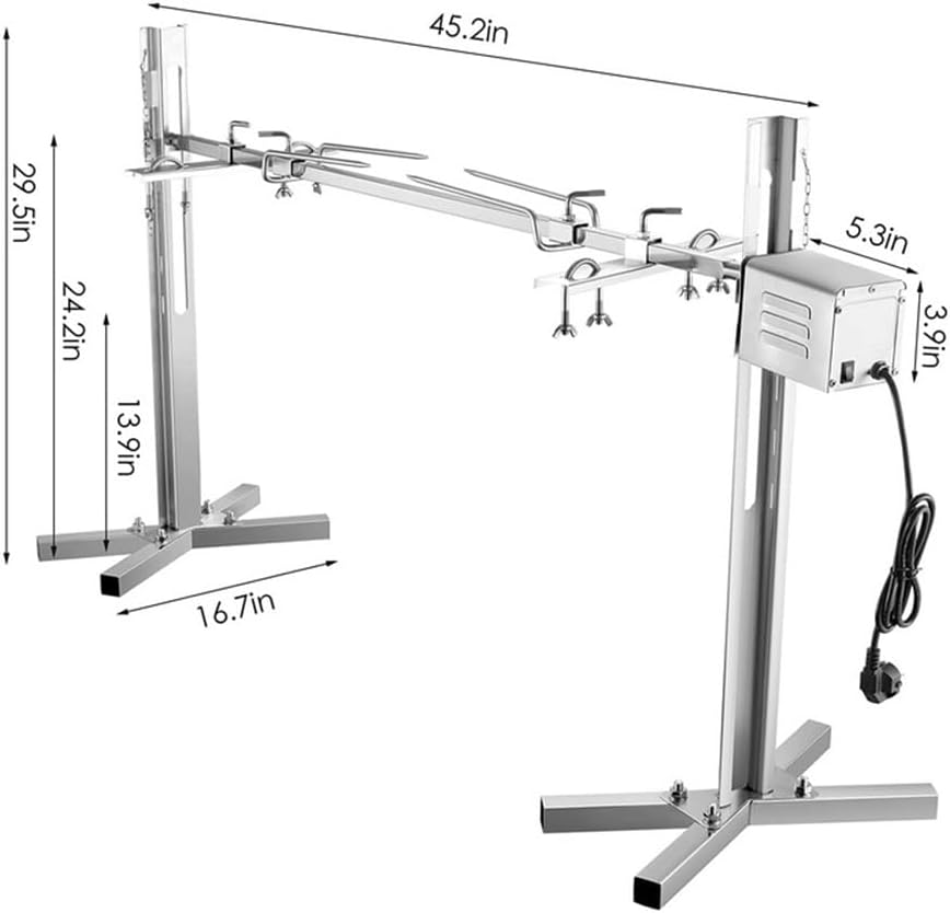BBQ Grill Rotisserie, Outdoor Large Grill Rotisserie Automatic Barbecue Kit, Electric Motor, 5 Height Adjustment, 360° Rotation