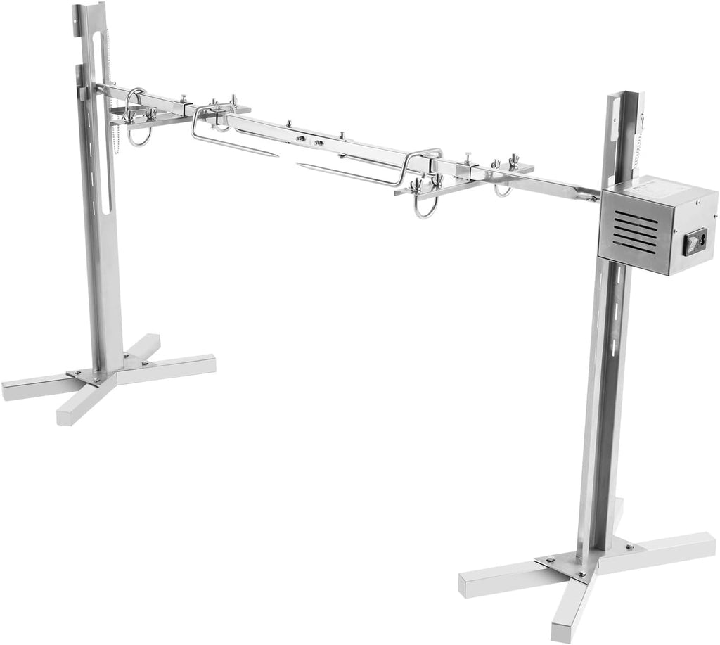 360° Rotation Barbecue Rack, 88LBS Capacity Heavy Duty Grilling Kit Five Gears Height Adjustable Universal Roaster Stand for Wilderness and Camping