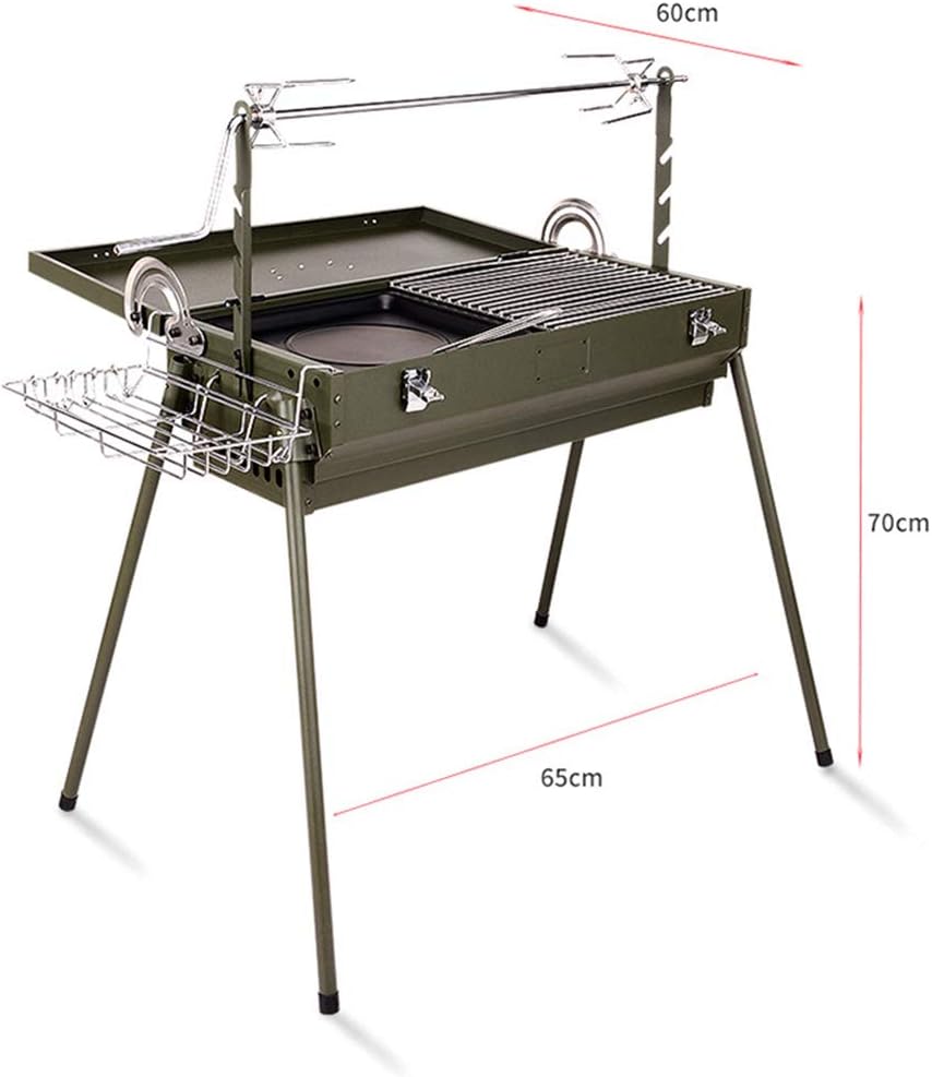 Oven Barbecue Outdoor Household Stainless Steel Field Patio Folding Portable Charcoal Rotating Barbecue Grill Large