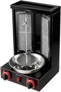 Shawarma Grill Machine, LPG Gas Gyro Grill Oven, Vertical Broiler Rotating, Doner Kebab Machine, with 2 Burners for Home Kitchen Adjustable Temperature,Roasting 10kg of Meat Black
