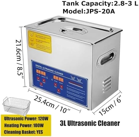 2L Ultrasonic Cleaner - Digital Timer Stainless Steel, Ideal for Jewelry, Glasses, Watches, Dental Tools - Powerful Ultrasonic Cleaning Machine for Home & Professional Use