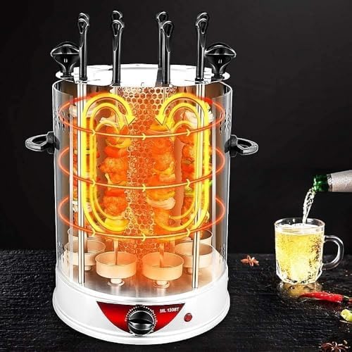 Electric Vertical Rotating BBQ Grill - Smokeless Automatic Rotisserie for Kebabs, Skewers & Roasts, Perfect for Home Parties, Outdoor Cooking (Size: 230mm)