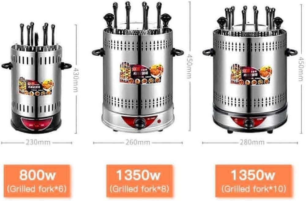 Electric Rotating Barbecue Grill - Smoke-Free Kebab and Skewers Roaster with Automatic Rotisserie for Home Parties