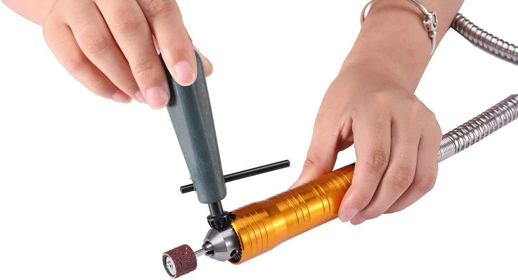 1200W Flex Shaft Grinder Rotary Tool Electric Hanging Carver, Forward and Reverse Rotation, Metalworking Jewelry Repair Kit, Foot Pedal Control, Metal Flexible Shaft, with Spare Inner Shaft