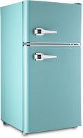 WANAI Compact Refrigerator 3.5Cu.Ft Classic Retro 2 Door Mini Fridge Adjustable Remove Glass Shelves Suitable for Dorm Garage and Office