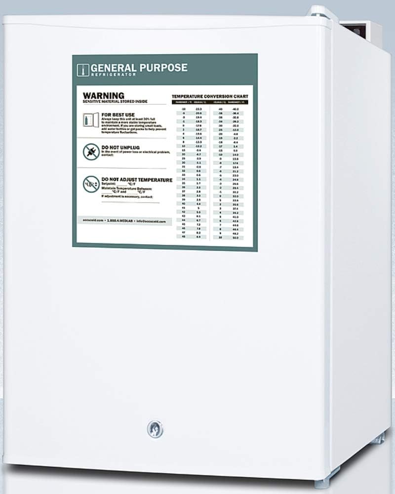 Summit Compact Refrigerator for General Purpose Use in Medical Facilities - White Mini Fridge- FF28LWHGP