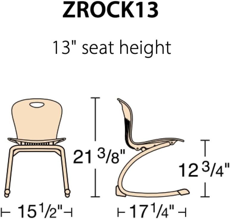 Virco ZROCK13 School Rocking Chair (4 Chairs) ZUMA Rocker Series 13' Seat Height for Students from Kindergarten - 1st Grade, Appropriate for Libraries, Break Rooms and Reading Nooks - Navy