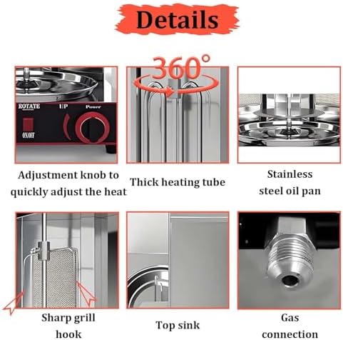 Commercial Shawarma Rotisserie Machine - 2-Burner Doner Kebab Grill with 360° Rotating Broiler, Adjustable Temp, Ideal for BBQ Parties, Home & Restaurant Use (Gas 2800P)