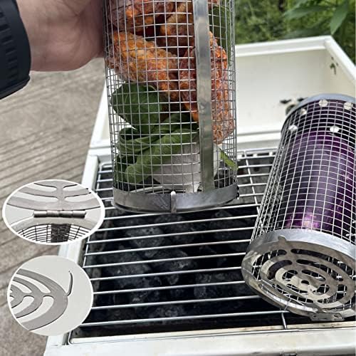 Rolling Grill Baskets, Rotating BBQ Basket, 3 PCS BBQ Basket Set, Barbecue Grill Baskets, 304 Stainless Steel, Multi-Purpose Rotating Grills Set for Barbecue Party or Family Use (12inch/31cm)