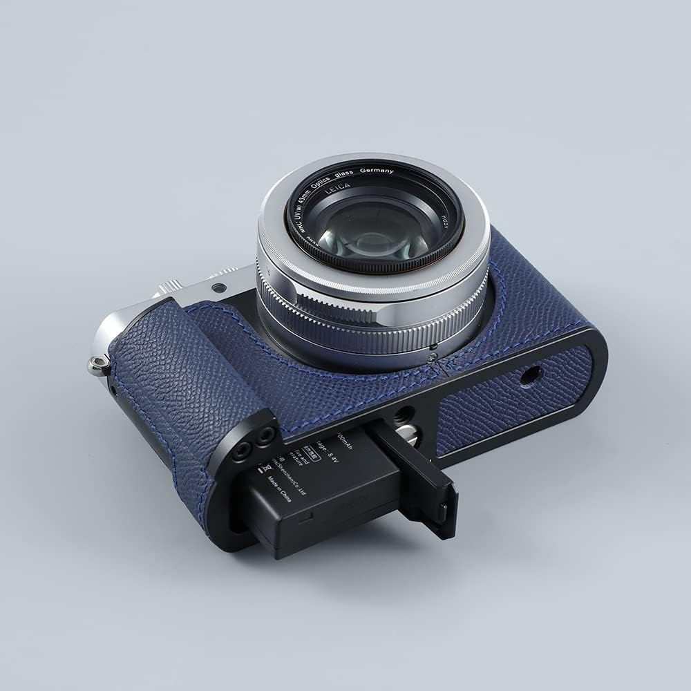 Camera Half Case for Leica D-LUX7,Vintage Metal Genuine Leather Instant Camera Protective Cases Stylish Portable Shockproof (BlueL)