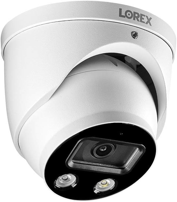 Lorex 4K Security Camera System, Ultra HD IP Indoor/Outdoor Wired POE Metal Dome Cameras and Smart Motion Detection, Active Deterrence Video Surveillance, 2TB 8 Channel NVR, 4 Cameras