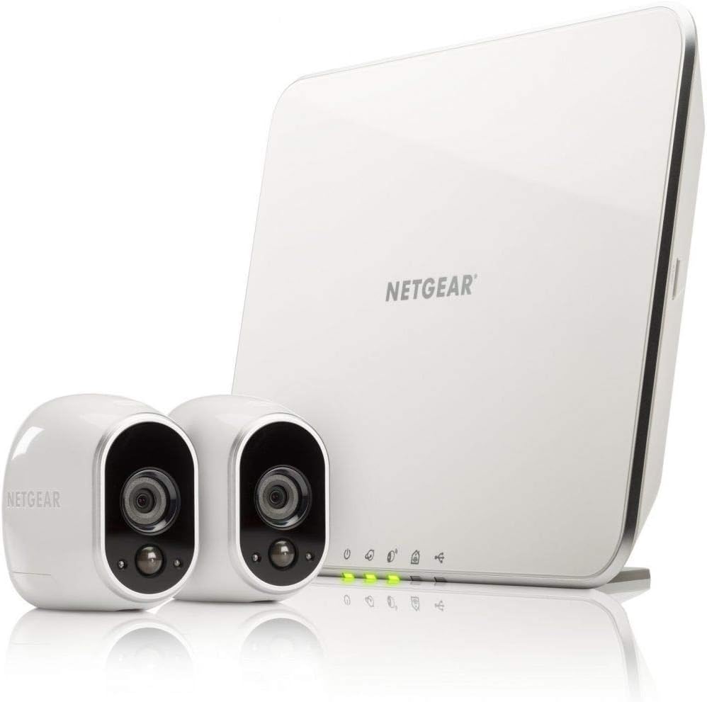 Arlo Technologies Wireless Home Security Camera System | Night vision, Indoor/Outdoor, HD Video | Includes Cloud Storage & Required Base Station | 2-Camera System plus Outdoor Mount (VMS3230C) White