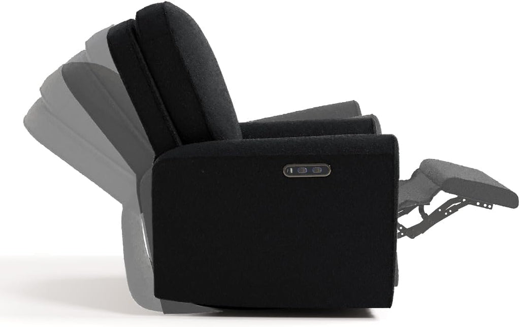 Storkcraft Amalfi Deluxe Power Recliner Swivel Glider – Premium Electronic Nursery Rocking Chair, Oeko-TEX 100 Certified, Includes Dual-USB Charging Port with USB-A & USB-C (Black Boucle)