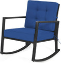 HAPPYGRILL Wicker Rocking Chair, Outdoor Patio Glider Chair with Heavy-Duty Frame, Thick Cushion, Rattan Rocking Chair for Backyard Garden Porch