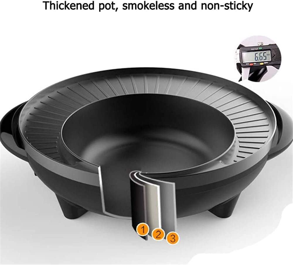 BBQ Smokeless Grill 2 in 1 Electric Smokeless Grill And Hot Pot Electric Hot Pot Grill 110V Split Easy Cleaning Dual Temperature Control
