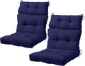 COOS BAY Outdoor Chair Cushions High Back 46x22 Inch, Tufted Patio Seat Cushions with Ties, Water-Resistant Replacement Pads, 2 Pack, Dark Blue