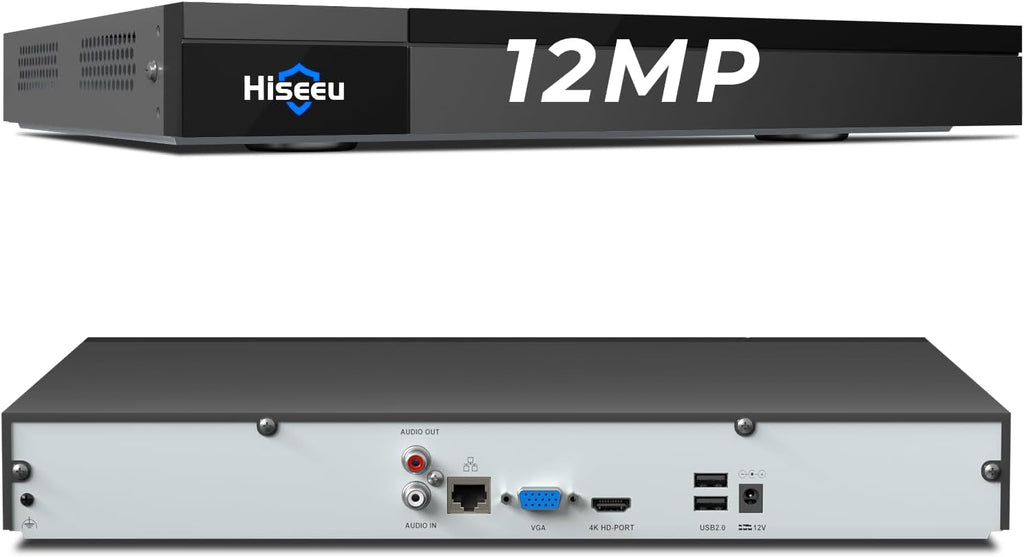 Hiseeu 12MP 32CH PoE NVR Network Video Recorder for Home Security Camera System, Work with 12MP/8MP/5MP/4MP/3MP/1080P PoE Security Camera, Motion Detect,24/7 Recording, Smart Playback, No Hard Drive