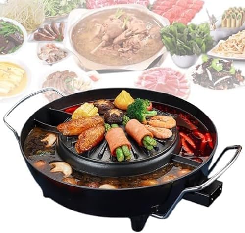Electric Hot Pot & Grill Combo, Non-Stick Soup Pot & Korean BBQ for 2-4 People, Easy to Clean, Medium Household Kitchen Essential, Perfect for Family Gatherings