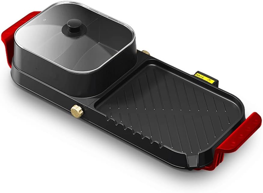 YYDS Hot Pot Visible Lid Roast Shabu Pot Electric Grill Pan Smokeless Non-Sticky Multi-Function Hot Pot Barbecue Grill Electric Grill (Color : Mandarin Duck Pot)