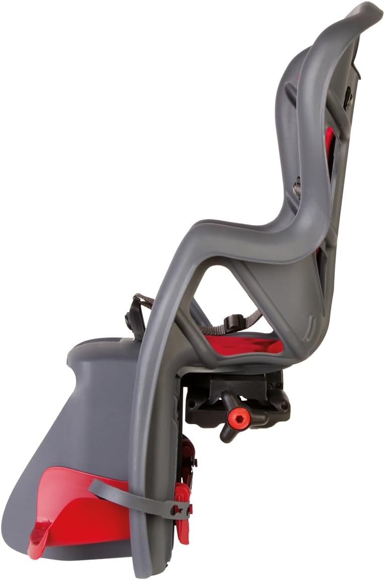 Bellelli Pepe Rear Rack Mount Child Bike Seat - Made in Italy, Comfortable Padded Carrier for Kids Up to 48.5 lbs with Adjustable Safety Harness & Secure Clamp