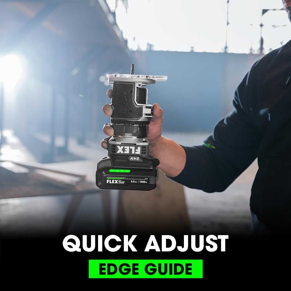 FLEX 24V Brushless Cordless 1.5 HP Trim Router Kit with 3.5Ah Stacked Lithium Battery and 160W Fast Charger - FX4221-1F