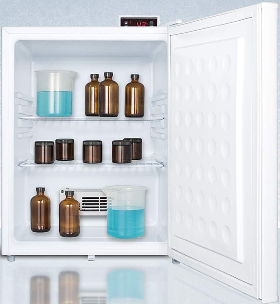 Summit Compact Refrigerator for General Purpose Use in Medical Facilities - White Mini Fridge- FF28LWHGP