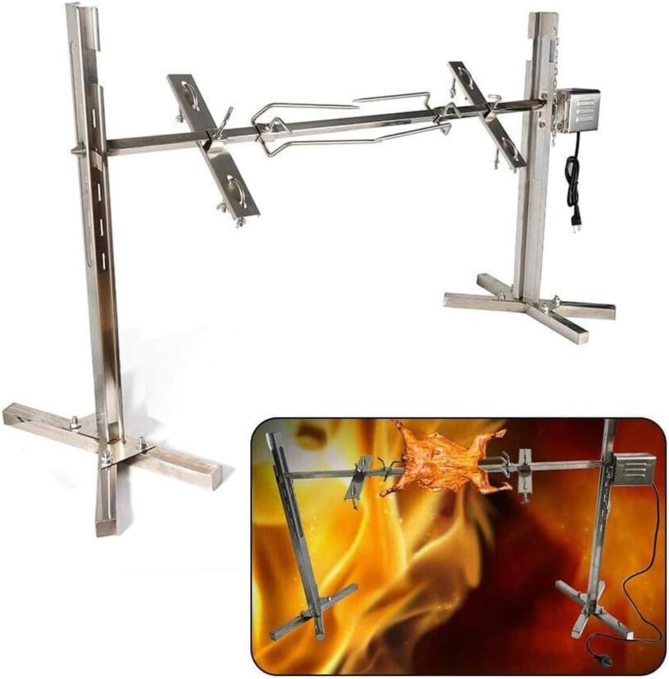 Adjustable Electric BBQ Rotisserie Grill for Heavy Loads for Outdoor Picnics, Campfires, and Tailgating