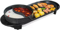 JYYBN 2 in 1 Electric Grill and Hot Pot, BBQ Pan Grill and Hot Pot, Multifunctional Teppanyaki Grill Pot with Dual Temp Control, 5 Speed for Indoor Korean BBQ, Shabu