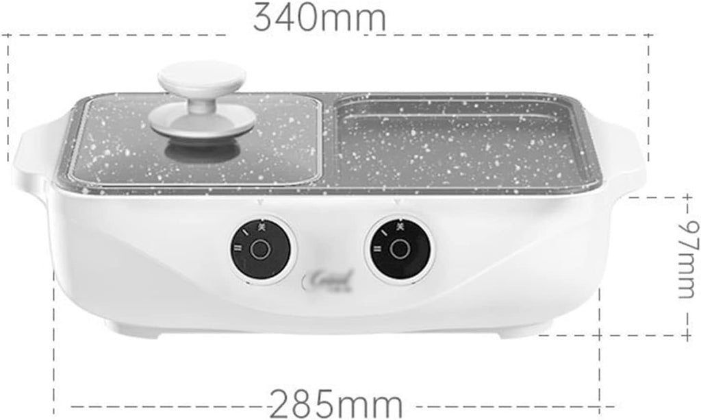2-in-1 Electric Grill & Hot Pot, Portable Smokeless BBQ Skillet, 1500W Non-Stick Coating, Dual Temperature Control for Household Dinner